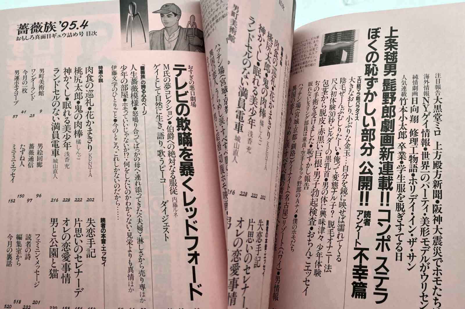薔薇族 1995年4月号 目次