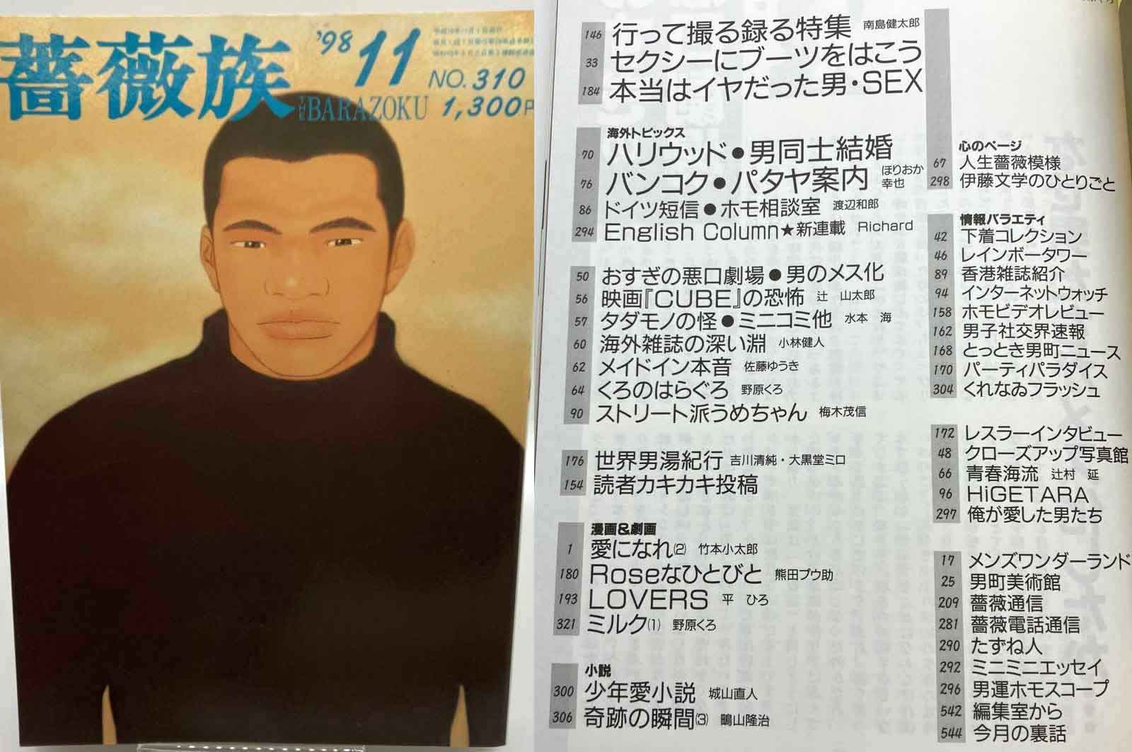 薔薇族 1998年11月号 目次