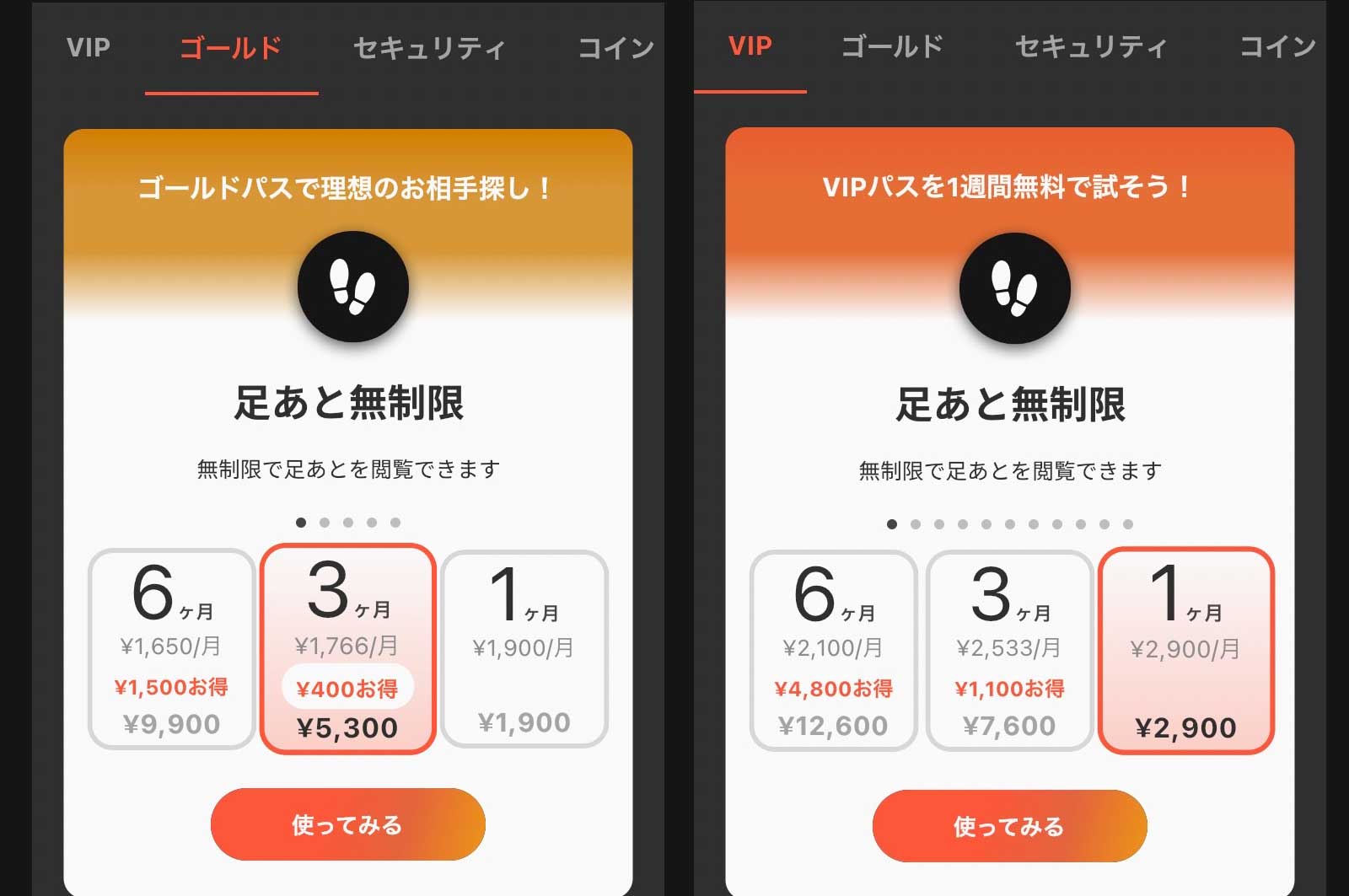 ゴールドパスとVIPパス