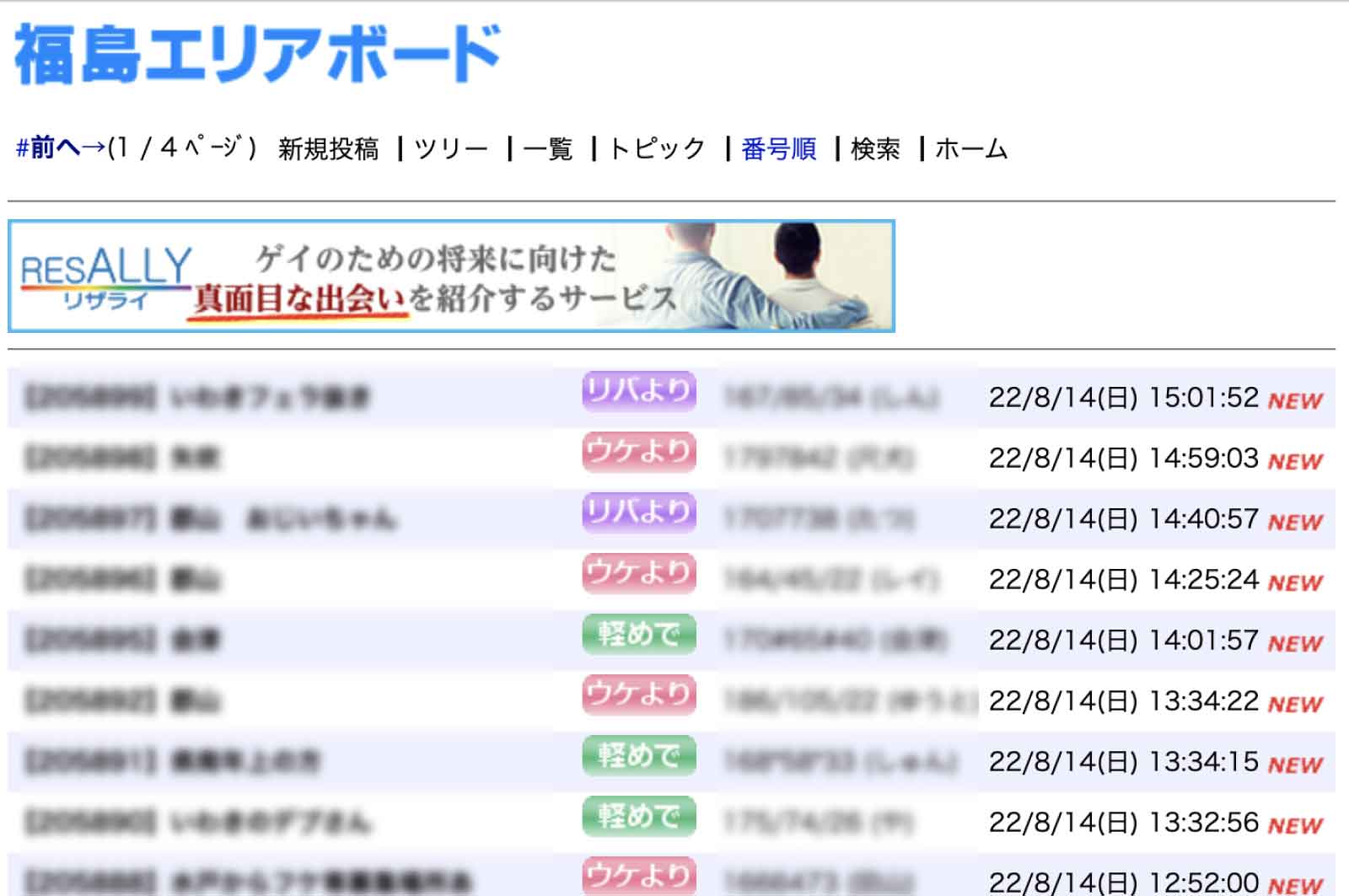 福島エリアボード