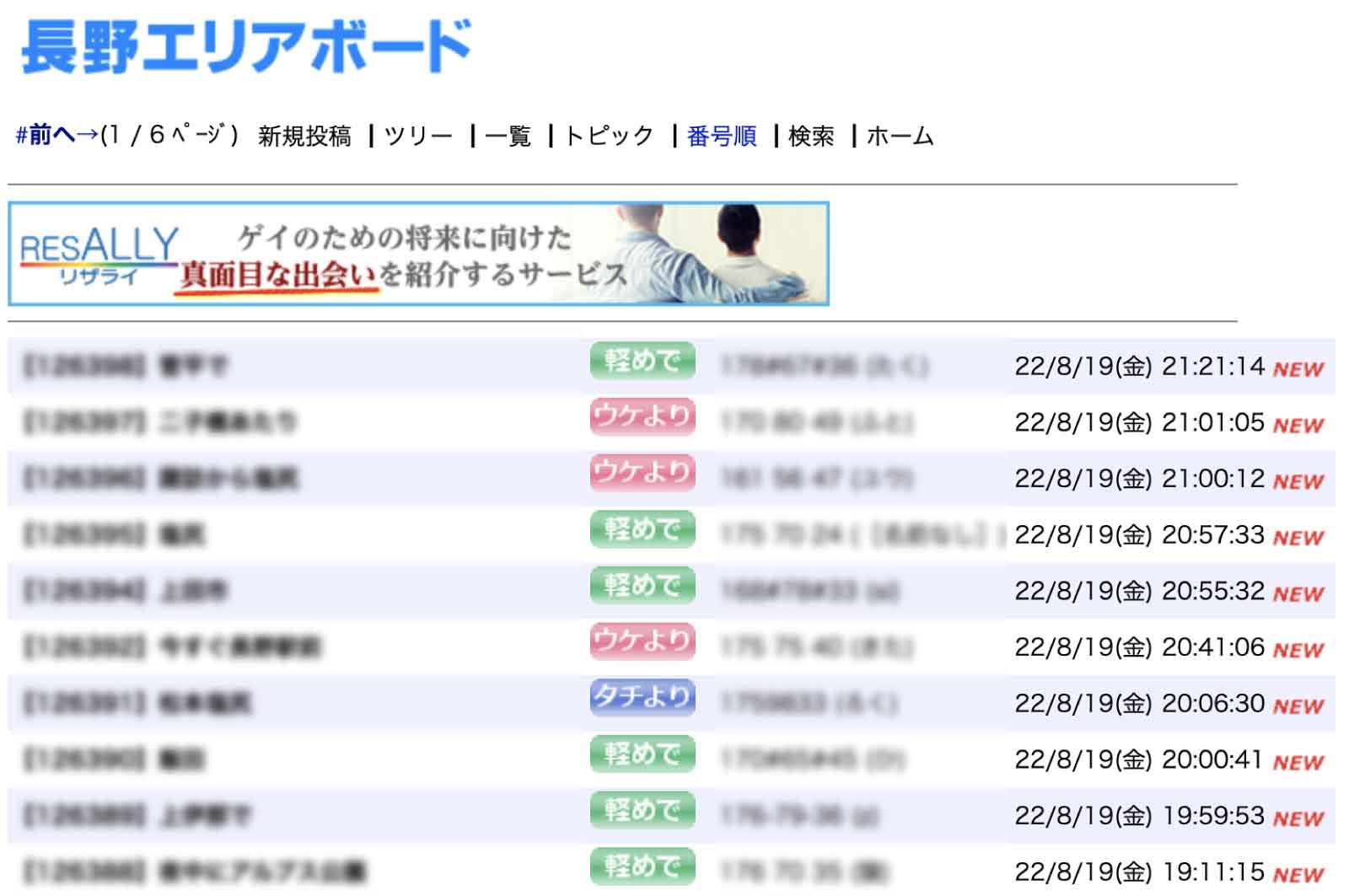 長野エリアボード